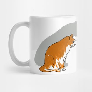 White Red Cat with Tiger Shadow Mug